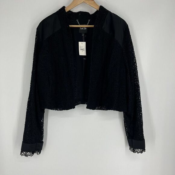 Isabel Toledo Lane Bryant Jacket Size 22 Womens Black Lace Bolero Blazer Sheer - Picture 1 of 8